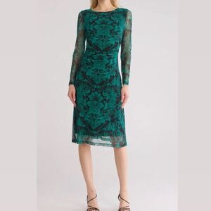 NWT Connected Apparel Long Sleeve A-Line Mesh Midi Dress size 4